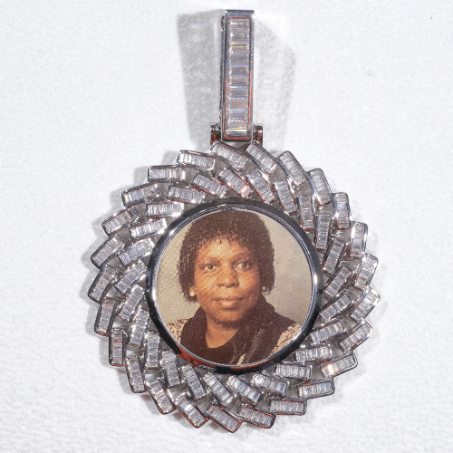 Large 3D Baguette Custom Picture Pendant