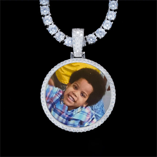 925S & VVS Moissanite 3D Circle Custom Picture Pendant