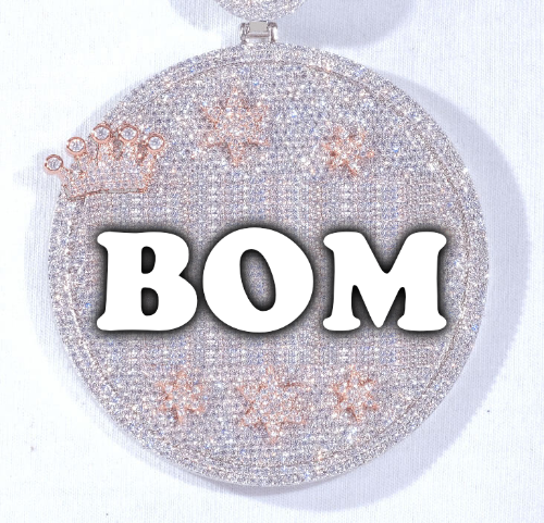 CUSTOM LETTER NECKLACE 3D BIG CROWN DISC