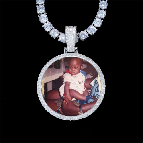 925S & VVS Moissanite 3D Circle Custom Picture Pendant