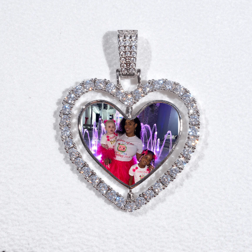 3D Spinning 2-Faced Heart Custom Picture Pendant