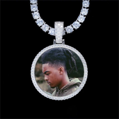 925S & VVS Moissanite 3D Circle Custom Picture Pendant