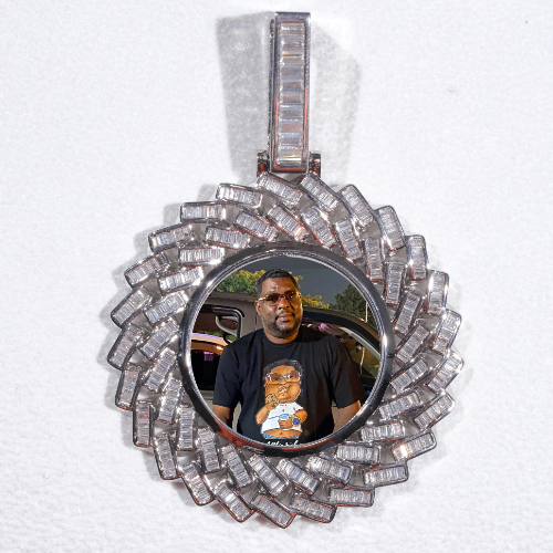 Large 3D Baguette Custom Picture Pendant