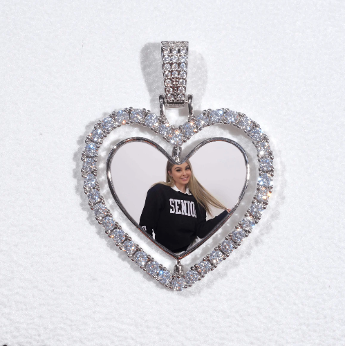 3D Spinning 2-Faced Heart Custom Picture Pendant