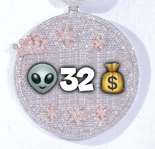 CUSTOM LETTER NECKLACE 3D BIG CROWN DISC