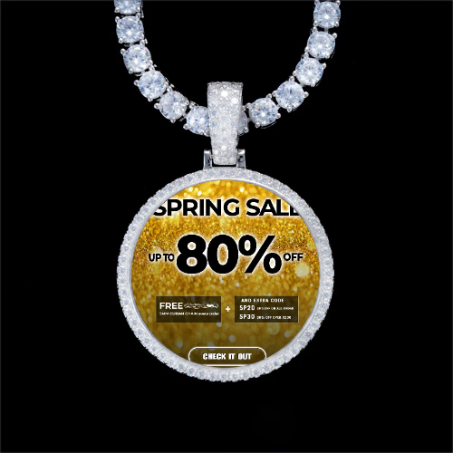 925S & VVS Moissanite 3D Circle Custom Picture Pendant
