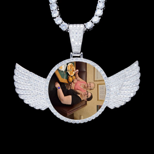 925S & VVS Moissanite 3D Wing Custom Picture Pendant