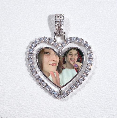 3D Spinning 2-Faced Heart Custom Picture Pendant