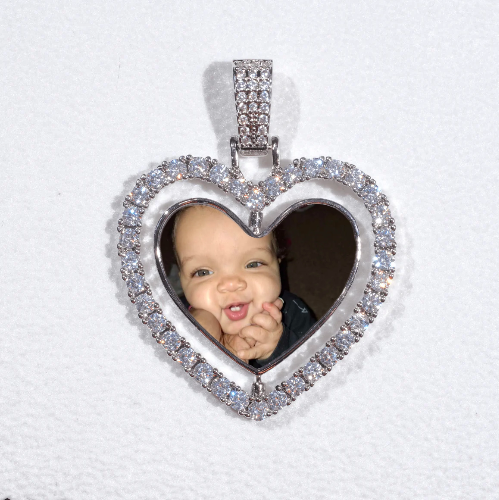 3D Spinning 2-Faced Heart Custom Picture Pendant
