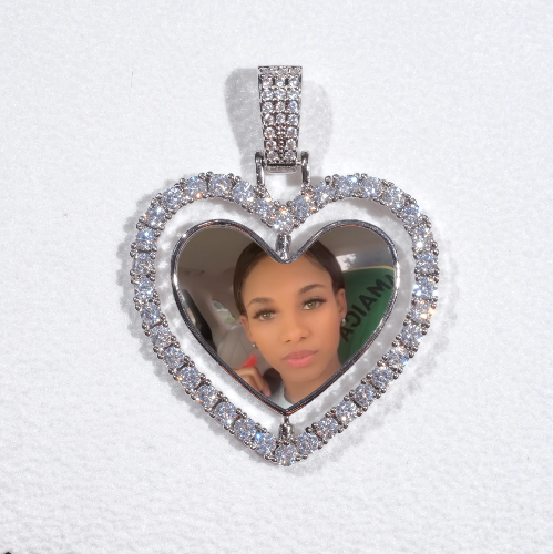 3D Spinning 2-Faced Heart Custom Picture Pendant