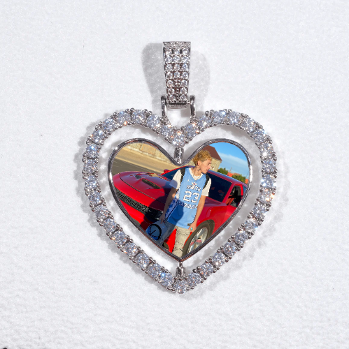 3D Spinning 2-Faced Heart Custom Picture Pendant