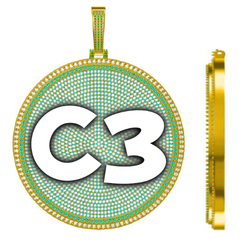 CUSTOM LETTER NECKLACE 3D BIG DISC