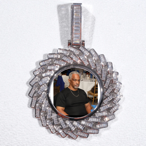 Large 3D Baguette Custom Picture Pendant