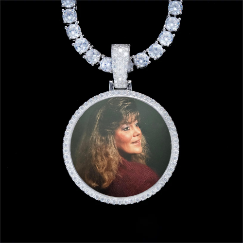 925S & VVS Moissanite 3D Circle Custom Picture Pendant