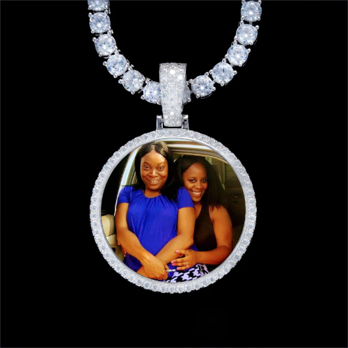 925S & VVS Moissanite 3D Circle Custom Picture Pendant