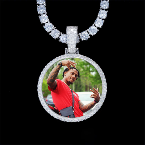 925S & VVS Moissanite 3D Circle Custom Picture Pendant