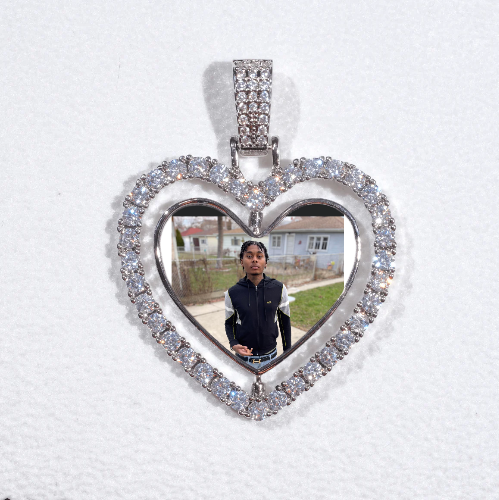 3D Spinning 2-Faced Heart Custom Picture Pendant