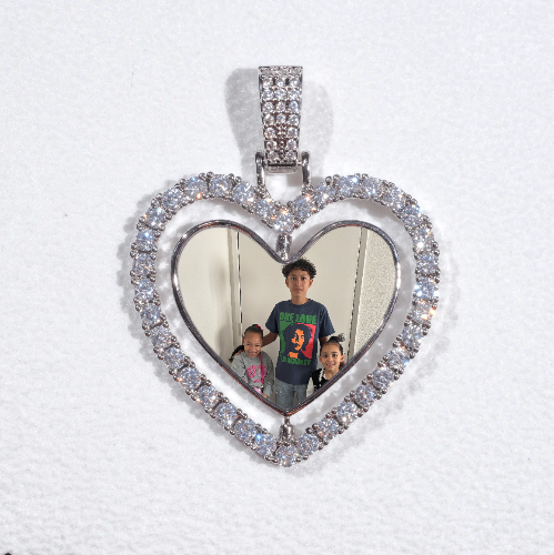 3D Spinning 2-Faced Heart Custom Picture Pendant