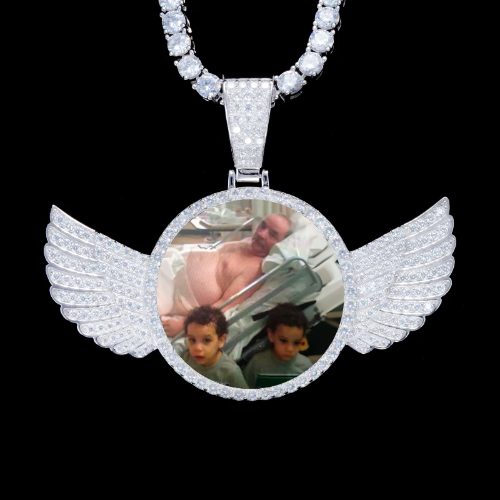 925S & VVS Moissanite 3D Wing Custom Picture Pendant