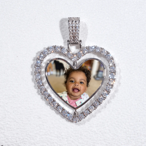 3D Spinning 2-Faced Heart Custom Picture Pendant