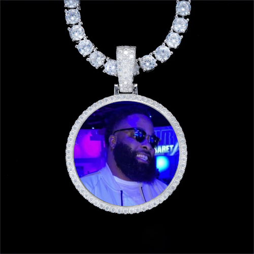 925S & VVS Moissanite 3D Circle Custom Picture Pendant
