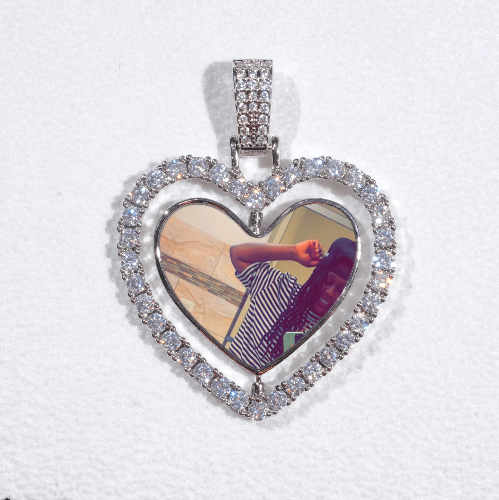 3D Spinning 2-Faced Heart Custom Picture Pendant