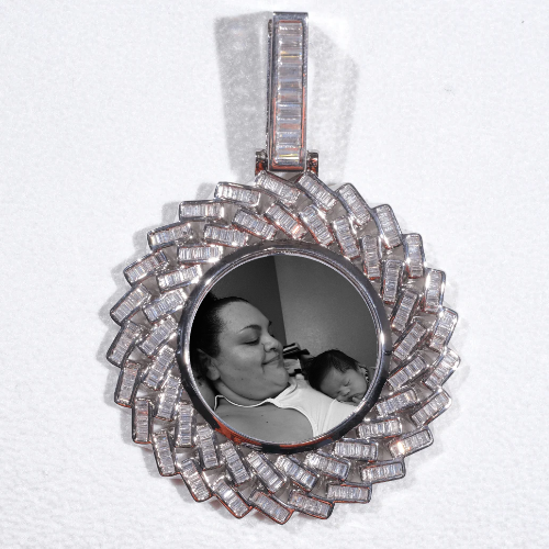 Large 3D Baguette Custom Picture Pendant