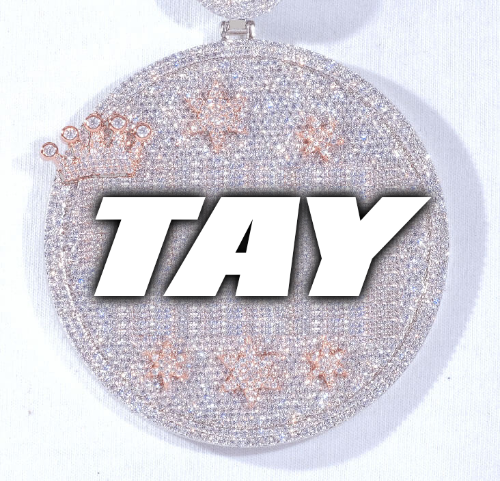CUSTOM LETTER NECKLACE 3D BIG CROWN DISC