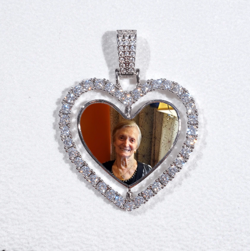 3D Spinning 2-Faced Heart Custom Picture Pendant