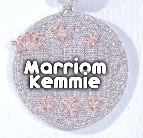 CUSTOM LETTER NECKLACE 3D BIG CROWN DISC