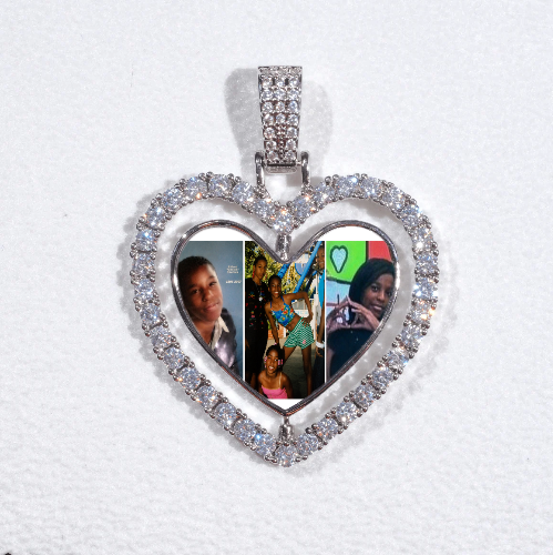 3D Spinning 2-Faced Heart Custom Picture Pendant