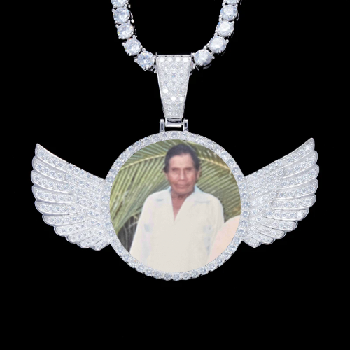 925S & VVS Moissanite 3D Wing Custom Picture Pendant