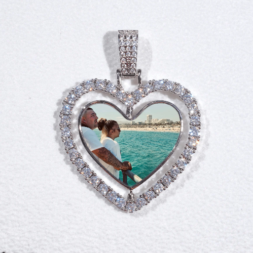 3D Spinning 2-Faced Heart Custom Picture Pendant