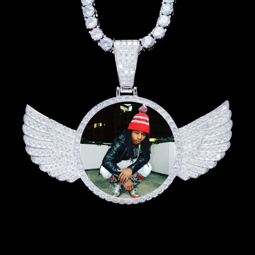 925S & VVS Moissanite 3D Wing Custom Picture Pendant