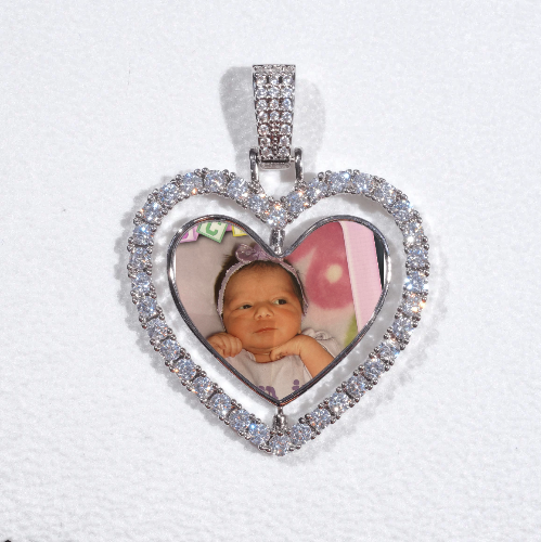 3D Spinning 2-Faced Heart Custom Picture Pendant