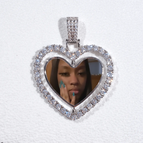 3D Spinning 2-Faced Heart Custom Picture Pendant