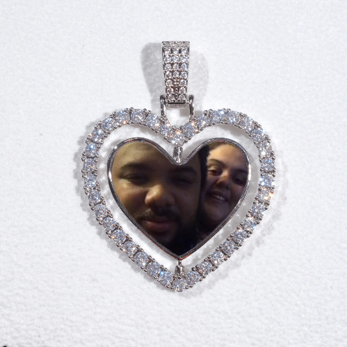 3D Spinning 2-Faced Heart Custom Picture Pendant