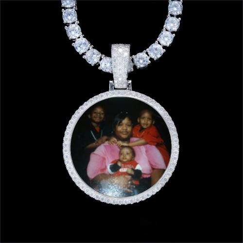 925S & VVS Moissanite 3D Circle Custom Picture Pendant