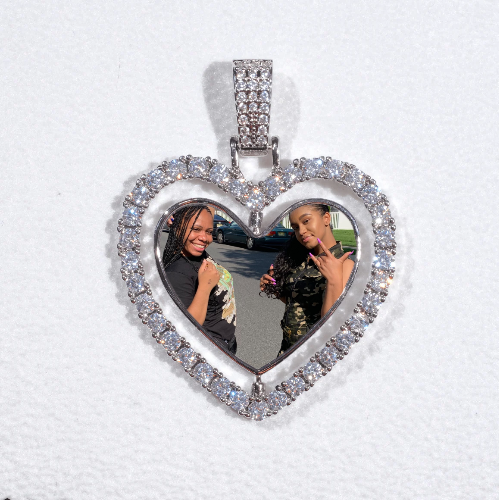 3D Spinning 2-Faced Heart Custom Picture Pendant
