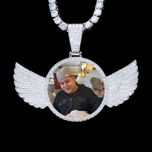 925S & VVS Moissanite 3D Wing Custom Picture Pendant