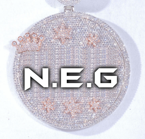 CUSTOM LETTER NECKLACE 3D BIG CROWN DISC