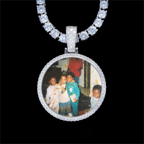 925S & VVS Moissanite 3D Circle Custom Picture Pendant