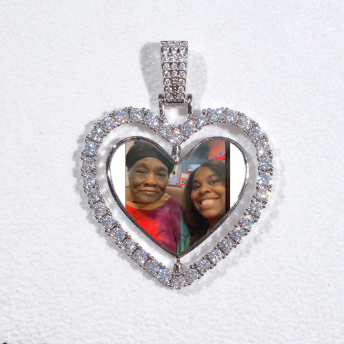 3D Spinning 2-Faced Heart Custom Picture Pendant