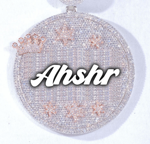 CUSTOM LETTER NECKLACE 3D BIG CROWN DISC
