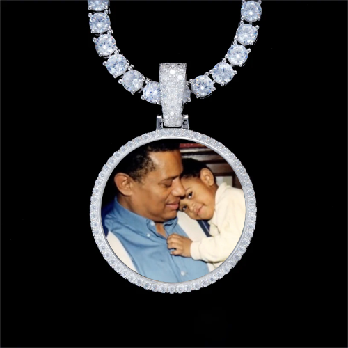 925S & VVS Moissanite 3D Circle Custom Picture Pendant