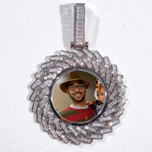 Large 3D Baguette Custom Picture Pendant