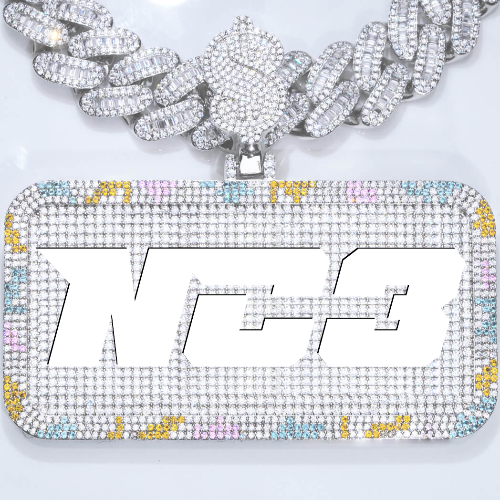 CUSTOM LETTER NECKLACE 3D COLORFUL SQUARE