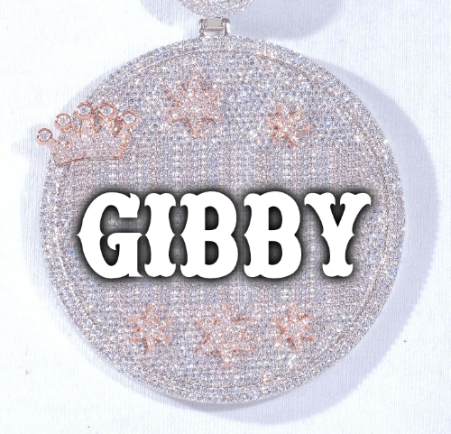 CUSTOM LETTER NECKLACE 3D BIG CROWN DISC