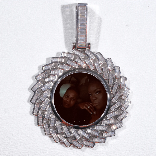 Large 3D Baguette Custom Picture Pendant