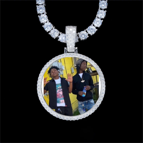 925S & VVS Moissanite 3D Circle Custom Picture Pendant